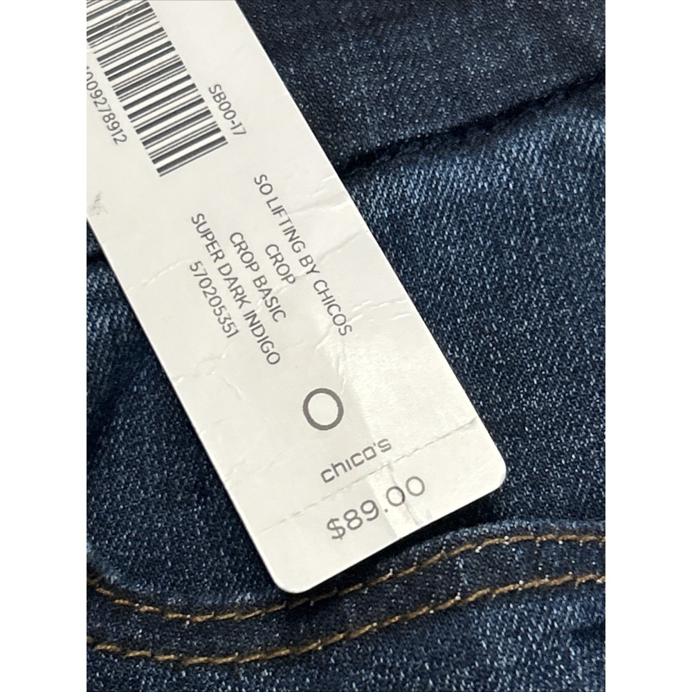 NWT Chicos The So Lifting Crop Cropped Jeans Sz 4 Chicos 0‎ Dark Wash New $89 - Picture 4 of 8